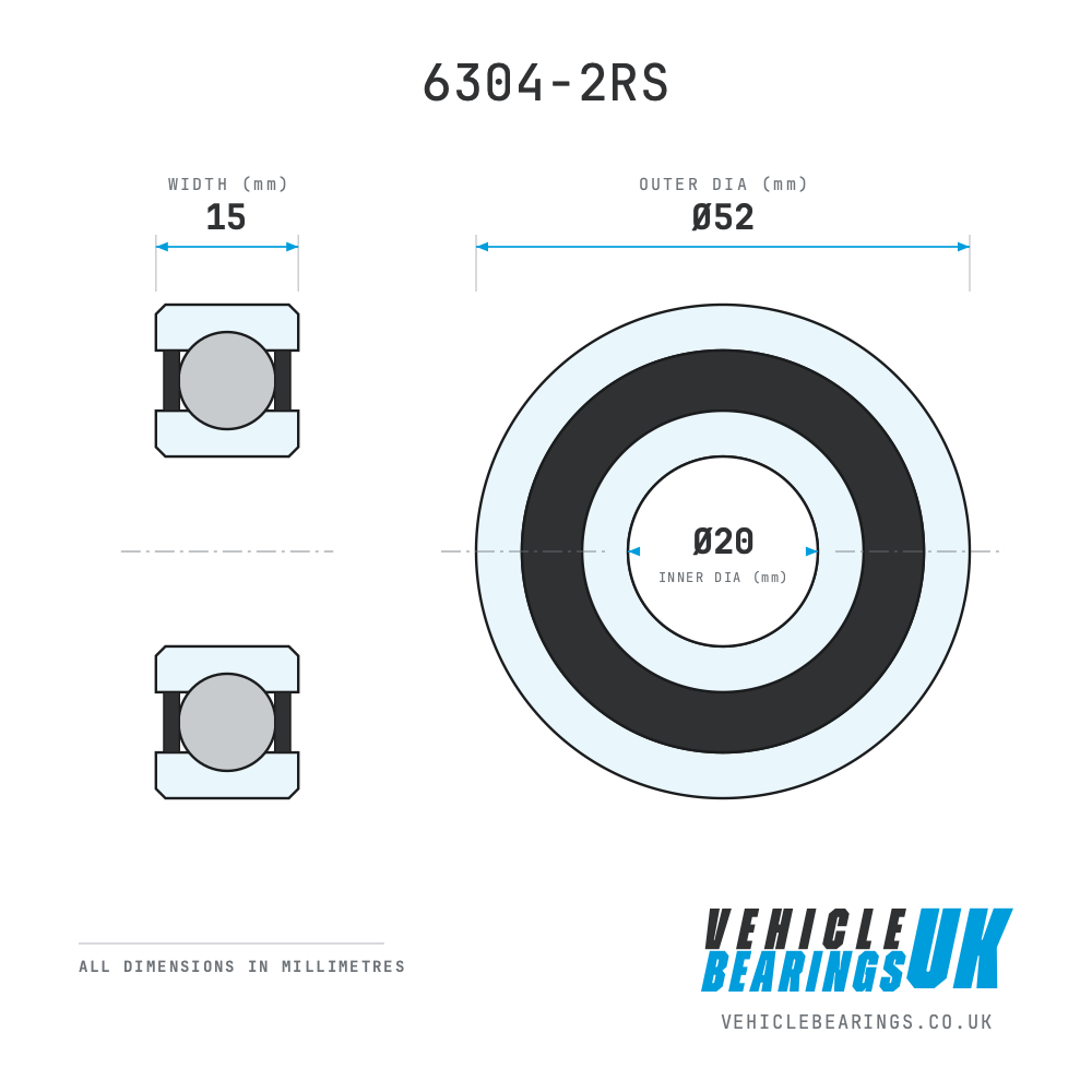 6304-2RS 20x42x12mm Sealed Bearing - Image 2